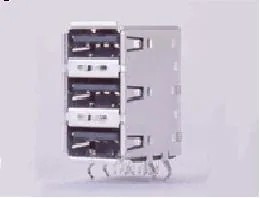 33UBAR-TSN1R, USB Connectors USB TYPE A PCB RA TRIPLE STACKED