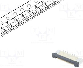 DS1020-08-18VBT11-R, Разъем: FFC (FPC); вертикальный; PIN: 18; ZIF; SMT; 500мА; луженые