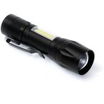 Светодиодный алюминиевый фонарь 3Вт LED+ 3 Вт COB, AA, черный (SBF-104)/360