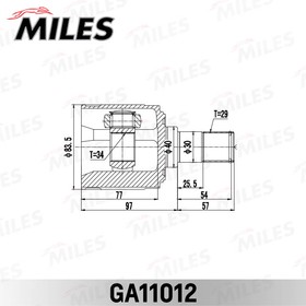 GA11012, ШРУС HONDA CR-V RE3/RE4 2007-2012//44310-TL0-G21 MILES