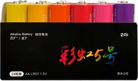 Фото 1/4 AA724 Colors, Батарейка алкалиновые Xiaomi ZMI Rainbow Zi7 типа AAA (уп. 24 шт)