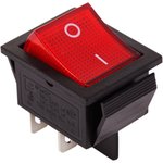 36-2340, Выключатель клавишный 250V 20А (4с) ON-OFF красный с подсветкой ...