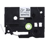 TZEN231, Black on White Label Printer Tape, 8 m Length, 12 mm Width