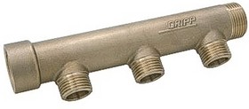 003683, Brass Pipe Fitting, Straight Compression Manifold, Male 3/4in to Male 1/2in