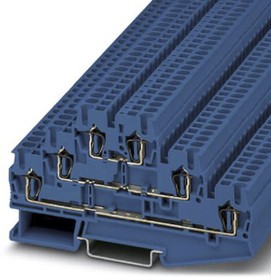 3038710, ST 2.5-3L BU Series Blue DIN Rail Terminal Block, Triple-Level, Spring Clamp Termination, Phoenix Contact | купить в розницу и оптом