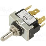 1-6437630-1, Switch Toggle (ON) OFF (ON) DPDT Round Lever Quick Conn 20A 250VAC ...