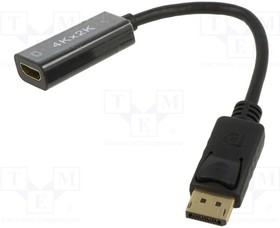 KABADA DP/HD AL-OEM-84, Adapter; DisplayPort plug,HDMI socket; 0.15m; black