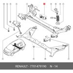 Сайлентблок задней балки (компл. 2шт.) RENAULT Megane II/Scenic II 02-08 7701 479 190