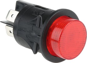 Фото 1/3 SP6018C1G0000, Illuminated Push Button Switch, Latching, Panel Mount, 25mm Cutout, DPST, Red LED