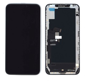 Фото 1/2 Дисплей (экран) Amperin в сборе с тачскрином для iPhone XS Max черный с рамкой (Soft Oled)