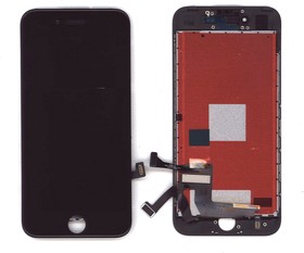 Фото 1/2 Дисплей (экран) Amperin в сборе с тачскрином для iPhone 7 черный с рамкой (IPS)