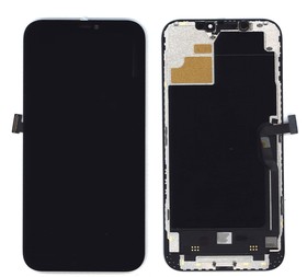 Фото 1/2 Дисплей (экран) Amperin в сборе с тачскрином для iPhone 12 Pro Max черный с рамкой (Soft Oled)