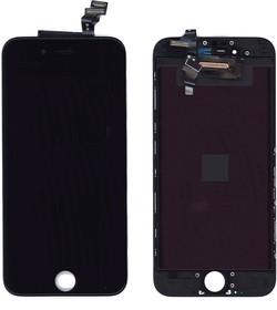 Фото 1/2 Дисплей (экран) Amperin в сборе с тачскрином для iPhone 6 черный с рамкой (IPS)