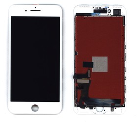 Фото 1/2 Дисплей (экран) Amperin в сборе с тачскрином для iPhone 7 Plus белый с рамкой (IPS)