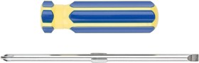 Фото 1/3 56218, Отвертка с переставным жалом, CrV сталь, сине-желтая пластиковая ручка 6х70 мм PH2/SL6