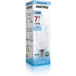 Светодиодная (LED) Свеча на ветру матовая Лампа Smartbuy-C37-07W/4000/E14 ...