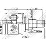 JC21064, ШРУС внутренний левый (27x50x24) Lexus ES350 RX200t RX270 RX350 Toyota Camry