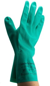 Фото 1/2 37675100, Sol-Vex Green Nitrile Chemical Resistant Work Gloves, Size 10, Large, Nitrile Coating