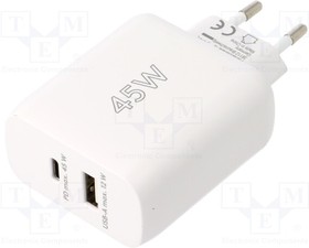 65412, Power supply: switched-mode; plug; 5VDC,; 45W; Plug: EU; 85.9%