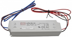 Фото 1/10 LPV-35-12, AC/DC LED, 12В,3А,36Вт,IP67 блок питания для светодиодного освещения