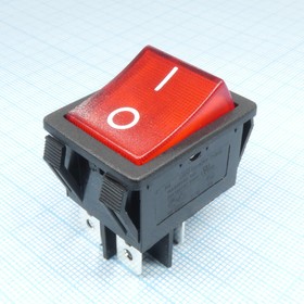 Фото 1/3 R59-5BRBT2-G, Выключатель клавишный с подсветкой 16А 250В ON-OFF 4 Pin -красный-