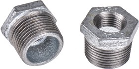 Фото 1/2 770241226, Galvanised Malleable Iron Fitting, Straight Reducer Bush, Male BSPT 1in to Female BSPP 1/2in
