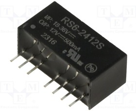 RS6-2412S, Isolated DC/DC Converters - Through Hole 6W 18-36Vin 12Vout 500mA SIP8