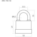 Замок навесной всепогодный НОРА-М ЗНВ-700-50 (58мм) - Красный - 58 мм