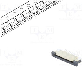 DS1020-07-10VBT1A-R, Разъем: FFC (FPC); горизонтальный; PIN: 10; ZIF; SMT; луженые; 30мОм