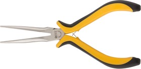 Фото 1/3 51636, Тонконосы "мини" удлиненные Профи, никелированное покрытие, черно-желтые мягкие ручки 150 мм