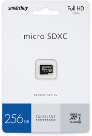 Фото 1/5 micro SDXC карта памяти Smartbuy 256GB Class 10 UHS-1 (без адаптеров)