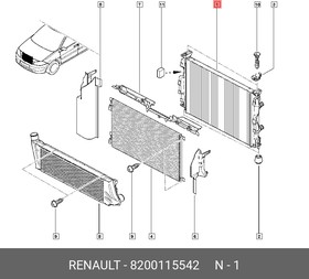 8200115542, Радиатор системы охлаждения Renault Scenic 2003-2009, Megane-2 2003-2009 1.9 TDi 1.6, 2.0 16V (K4M812) МКПП