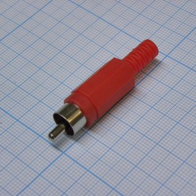 Фото 1/2 RCA 4004 R(4005), (Штекер RCA красный), RCA штекер кабельный, разъем типа "тюльпан"