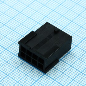 Фото 1/8 430200801, Корпус разъема вилка 8 контакт(-ов) 3мм прямой монтаж на кабель черный серия Micro-Fit 3.0 пакет