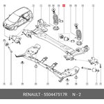 550447517R, Сайлентблок балки (к-кт 2шт) задней Megane 3