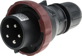 Фото 1/5 219.3237, IP66 Red Cable Mount 3P + N + E Power Connector Plug ATEX, IECEx, Rated At 32A, 346 → 415 V
