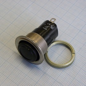 Фото 1/2 К-1-1 20мм (металл), 1 замыкание, черная кнопка, год 2024