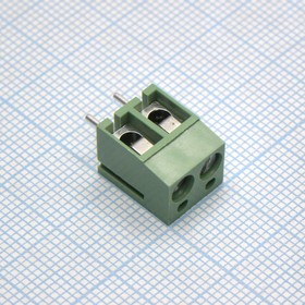 Фото 1/2 DG300-5.0-02P-14-00A(H), (зелёный), Винтовой клеммный блок с защитой провода, 2 контакта. Серия DG300-5.0