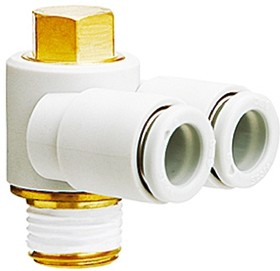 KQ2Z06-01AS, KQ2 Series, R 1/8 to Push In 6 mm, Threaded-to-Tube Connection Style