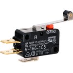 V1661C5R, Micro Switch V, 16A, 1CO, 1.23N, Hinge Roller Lever