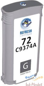 Фото 1/2 AT-C9374GY, Совместимый картридж C9374A №72 Gray Dye 130 мл для HP DesignJet T1100, T1200, T2300