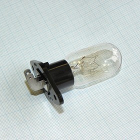Фото 1/2 Лампа для СВЧ печи 220-250V 20W угл конт, лампа для СВЧ печи с фланцем, с изогнутыми контактами