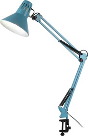 Настольный светильник ЭРА N-121-E27-40W-LBU Е27 на струбцине голубой Б0052759