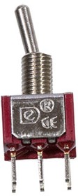 Фото 1/4 MTS-202-A2-R, миниатюрный тумблер ON-ON, 6 контактов на плату красный
