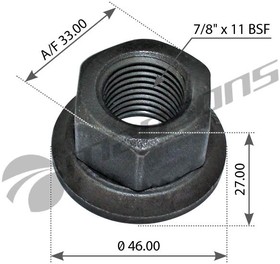 100084, 100084_гайка! колесная с правой резьбой 7/8' H30.8 SW33\ Scania