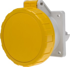 Фото 1/3 427.3260, IP67 Yellow Panel Mount Socket, Rated At 32A, 100 → 130 V