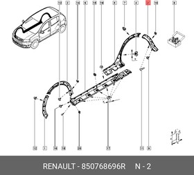 850768696R, Накладка бампера заднего правая RENAULT: SANDERO (2014 )