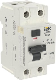Фото 1/3 Выключатель дифференциального тока (УЗО) 2п 40А 300мА тип AC ВДТ R10N ARMAT IEK AR-R10N-2-040C300