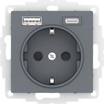 Systeme Electric AtlasDesign Грифель Розетка 16А с USB A+C (5В/2,4А/3 А ...