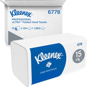 Фото 1/7 6778, Kleenex Folded White Paper Towel, 215mm, 2-Ply, 124 x 15 Sheets